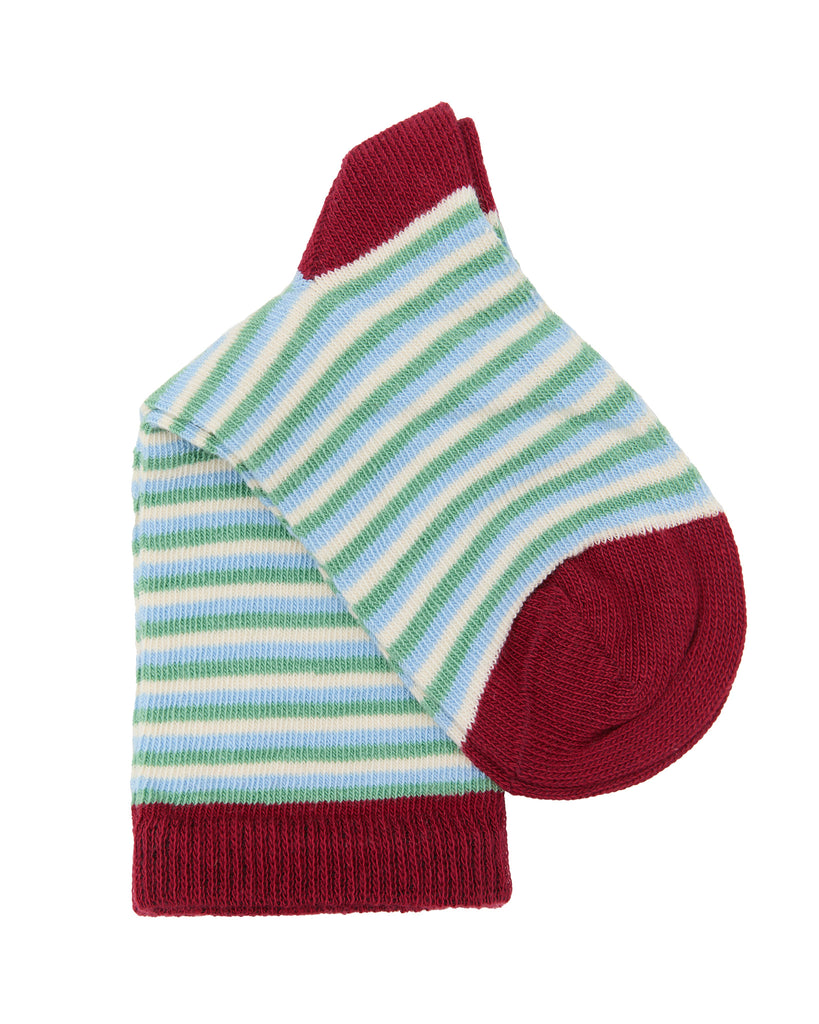 3327 | Kinder Socken - Kirschrot/minzgrün/hellblau (6 Paar)