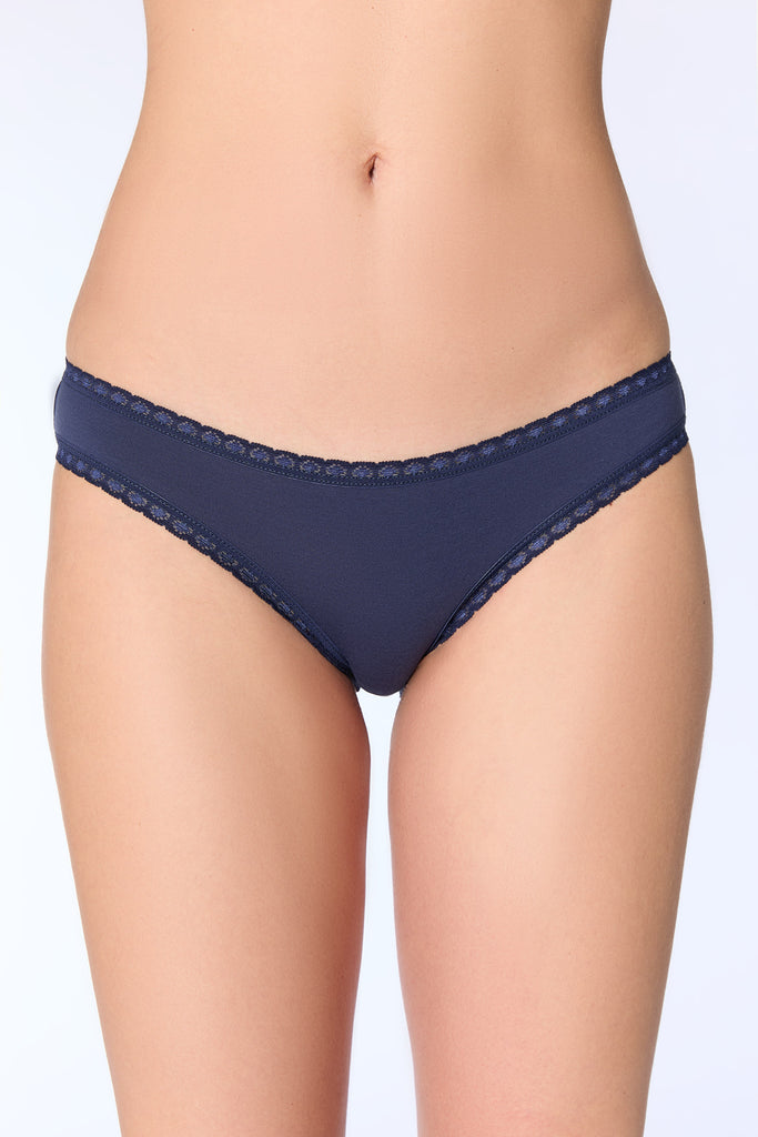 1111-027 | Damenslip mit Spitze - Dunkelblau