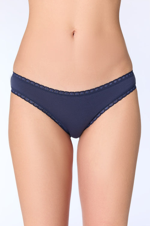 3P1111-027 | Damenslip mit Spitze - Dunkelblau 3er Pack