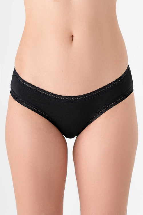 1111-02 | Damenslip mit Spitze - Schwarz