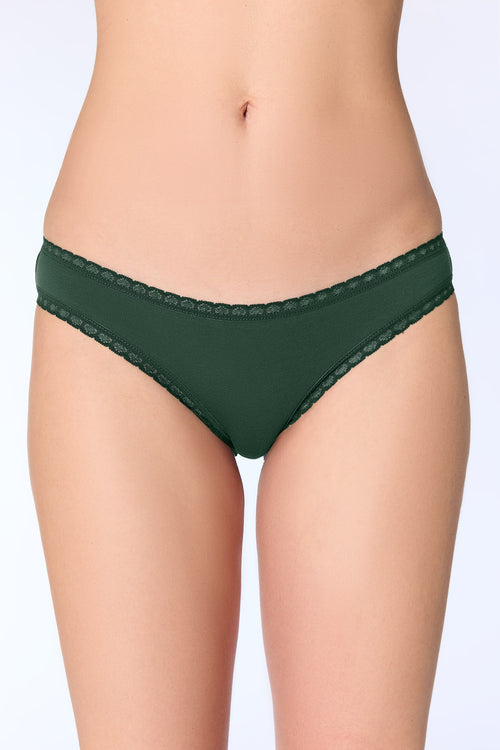 3P1111-067 | Damenslip mit Spitze - Tannennadel 3er Pack