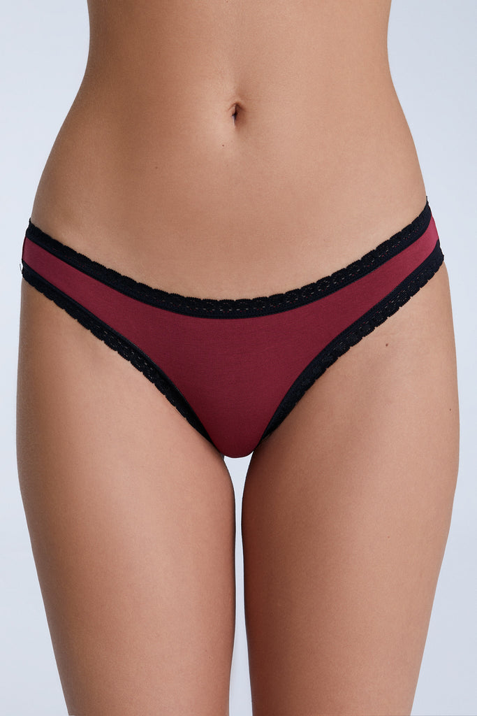 1111-079 | Women's Brief with Lace - Tibetan Red