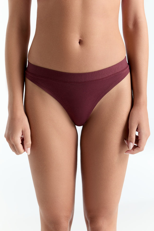 1122-030 | Hoch geschnittener String Tanga - Bordeaux