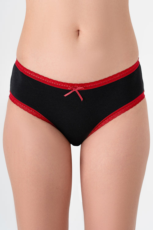 1132-01 | Damen Hipster mit Spitze - Schwarz