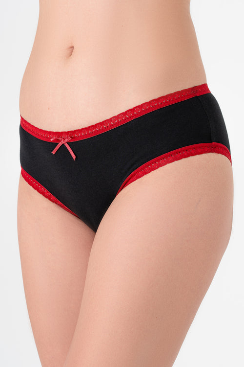 1132-01 | Damen Hipster mit Spitze - Schwarz