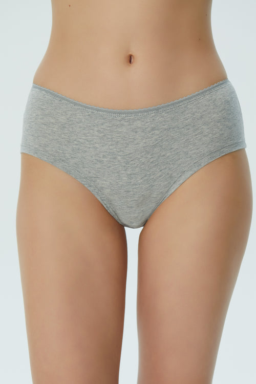 1155-03 | Women Pants with lace - Grey-Melange