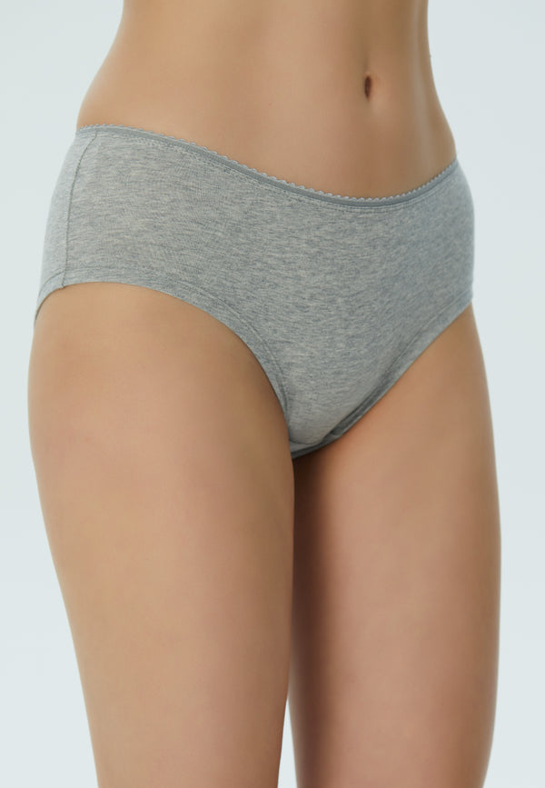1155-03 | Women Pants with lace - Grey-Melange