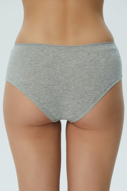 1155-03 | Damen Pants  mit feiner Spitze - Grau-Melange