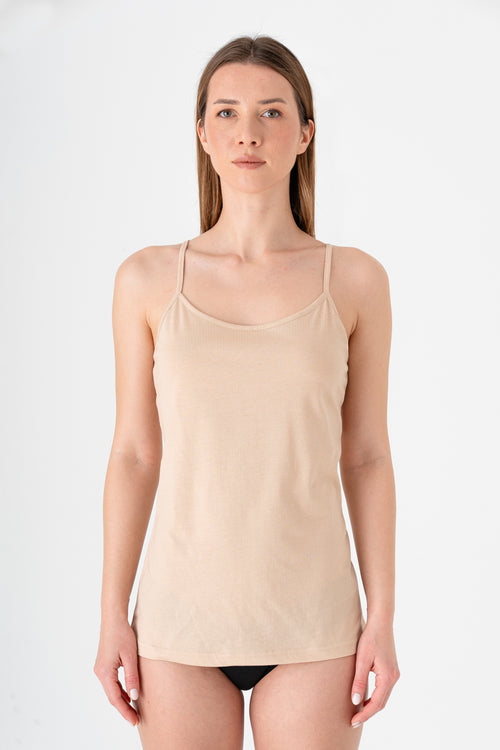 1211-01 | Damen Spaghettiträger-Top - Beige