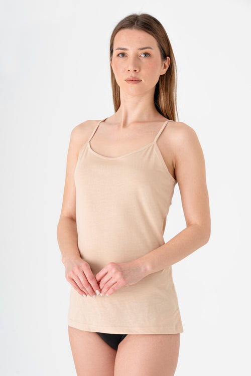 1211-01 | Damen Spaghettiträger-Top - Beige