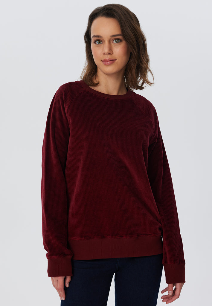 1278-030 | Women Corduroy Sweatshirt - Bordeaux