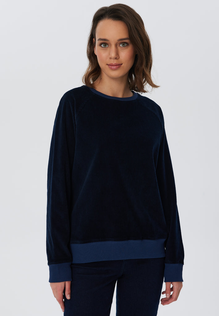 1278-045 | Damen Cord Sweatshirt - Nachtblau