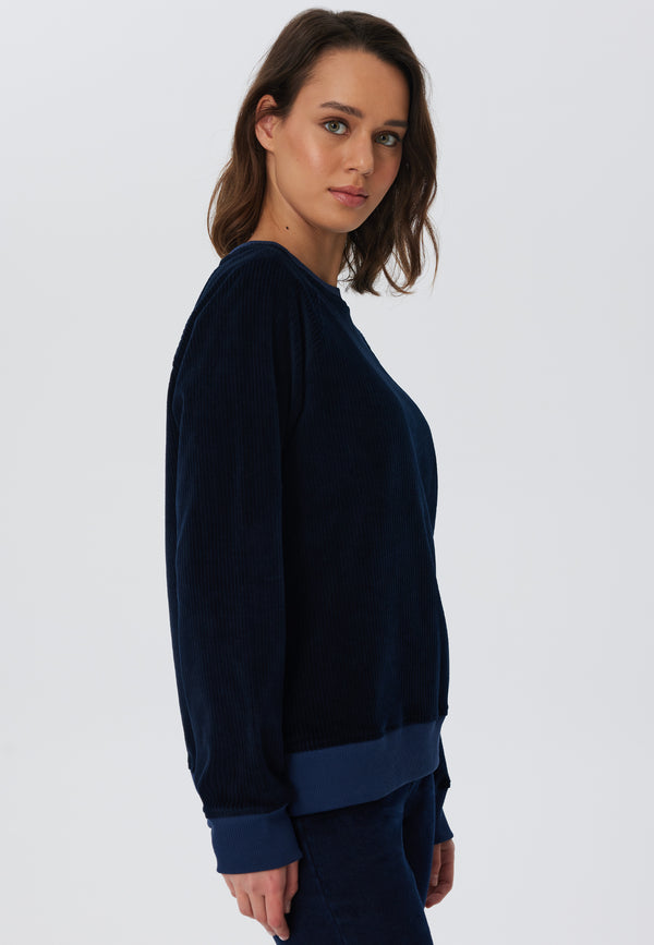 1278-045 | Damen Cord Sweatshirt - Nachtblau