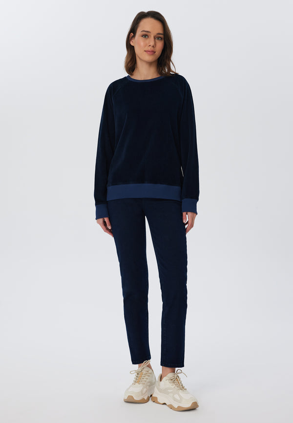 1278-045 | Damen Cord Sweatshirt - Nachtblau