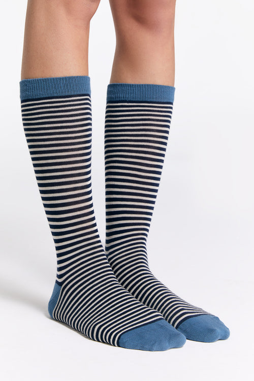 1308 | Unisex Socks - Dark Blue-Natural