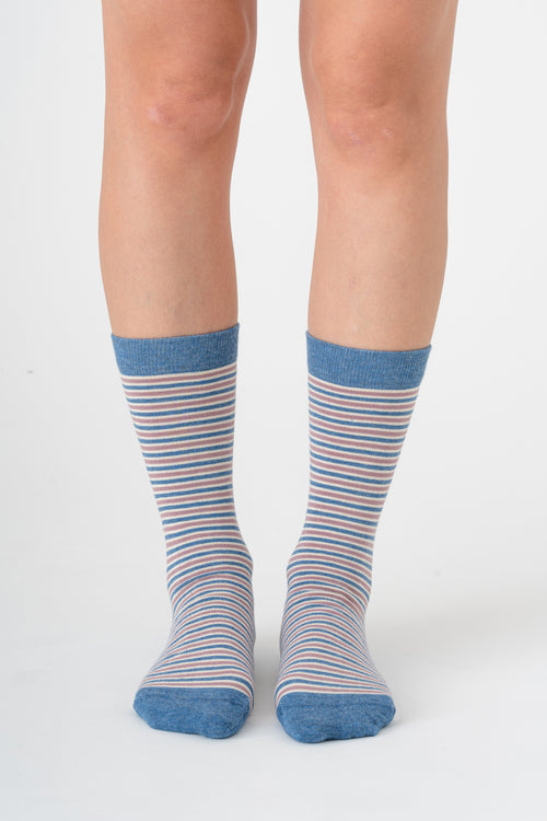 1326 | Unisex Socken - Jeans-Melange-Berry-Natur (6 paar)
