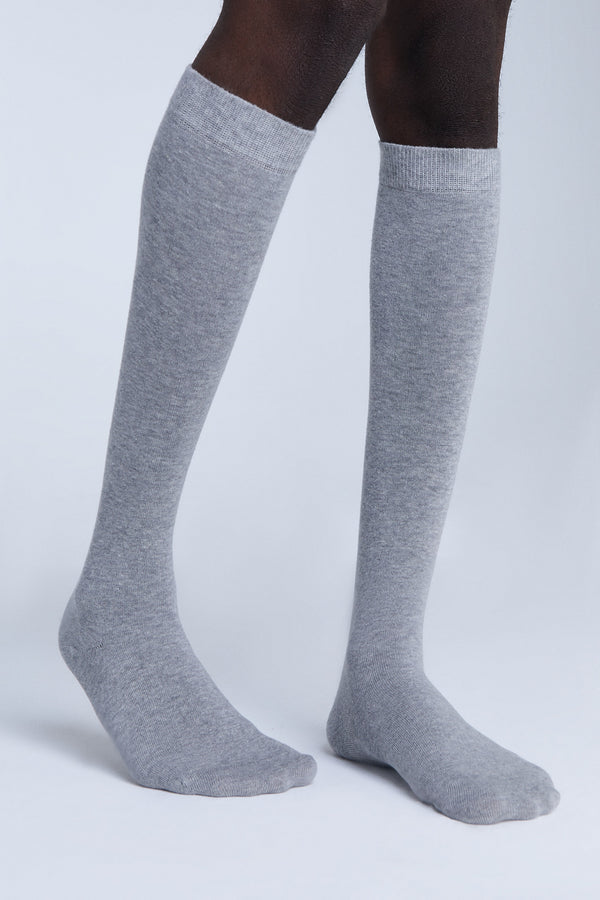 1362 | Unisex Knee-high Socks - Gray Melange (6-pack)