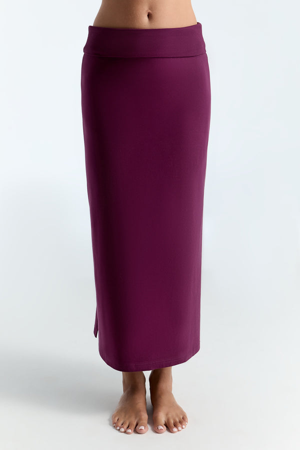 1421-028 | Women Maxi Skirt  - Eggplant