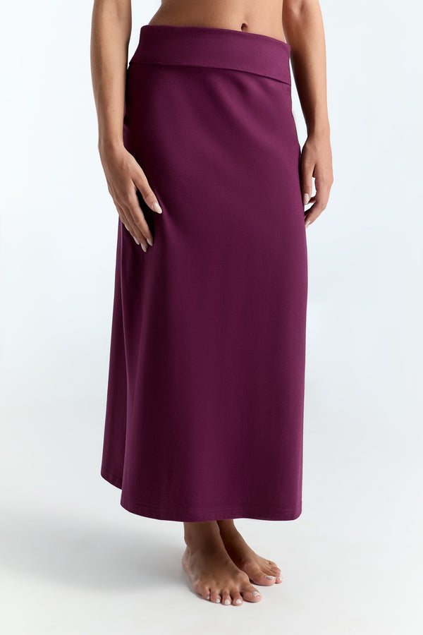 1421-028 | Women Maxi Skirt  - Eggplant