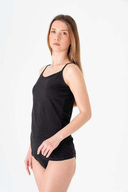 1211-02 | Damen Spaghettiträger-Top - Schwarz