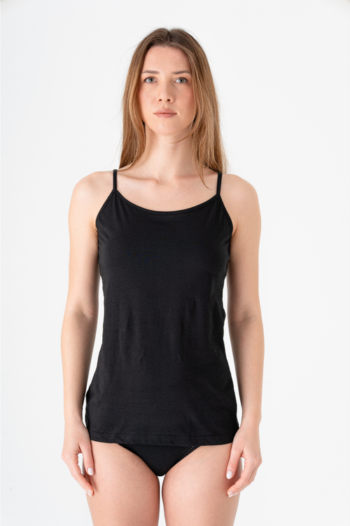 1211-02 | Damen Spaghettiträger-Top - Schwarz