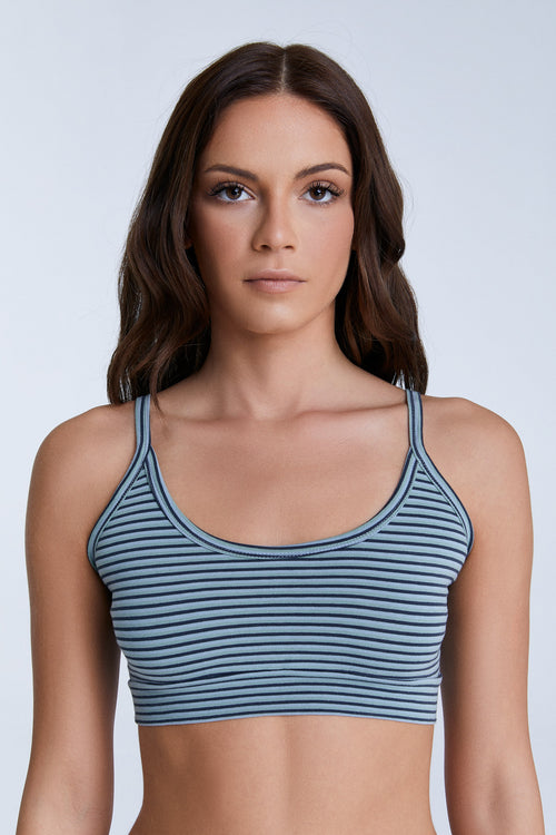1511-083 | Women Bustier - Agave/Navy/Gray-Blue Striped