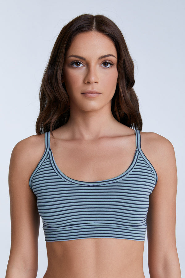 1511-083 | Women Bustier - Agave/Navy/Gray-Blue Striped