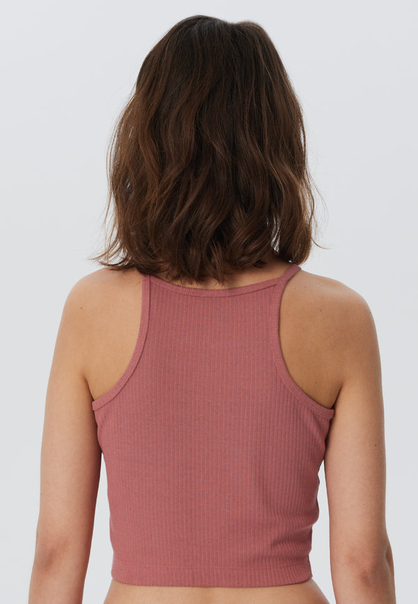 1515-072 | Ribbed Crop Top -Withered Rose