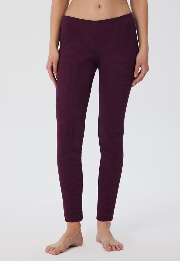 1613-028 | Damen Ripp Leggings - Aubergine