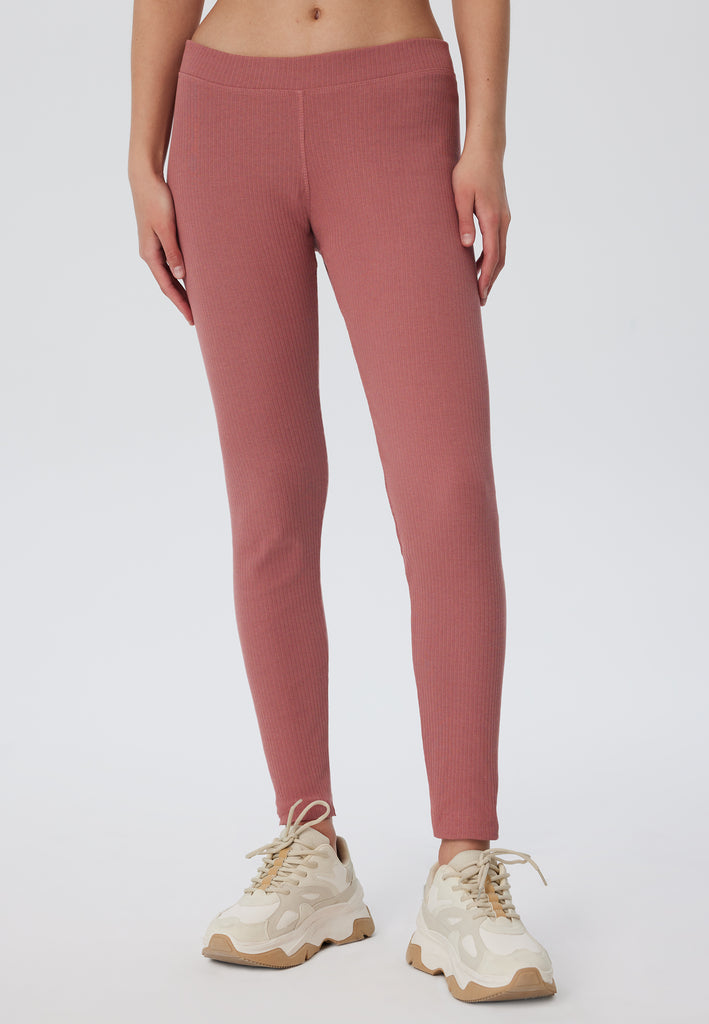 1613-072 | Women Ribbed Leggings - Withered Rose