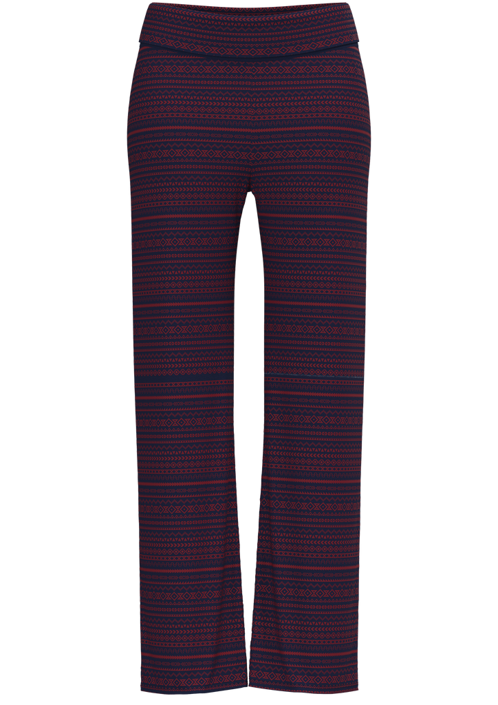 1726-084 | Damen Hose mit Umschlagbund -Geometrisch navy-tibetrot