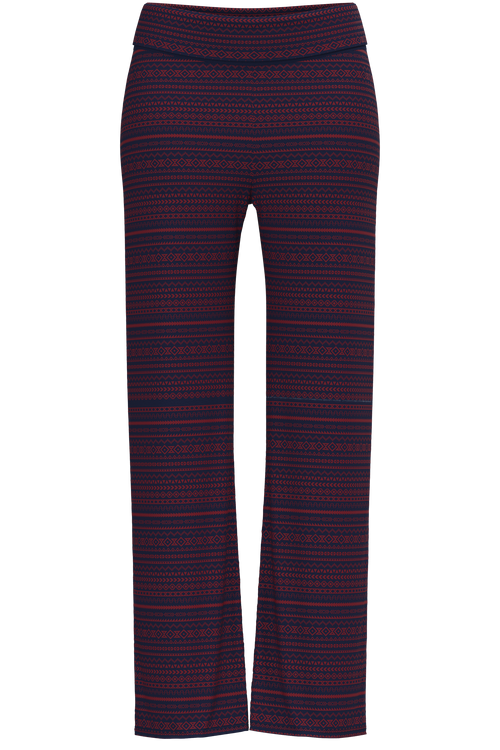 1726-084 | Damen Hose mit Umschlagbund -Geometrisch navy-tibetrot