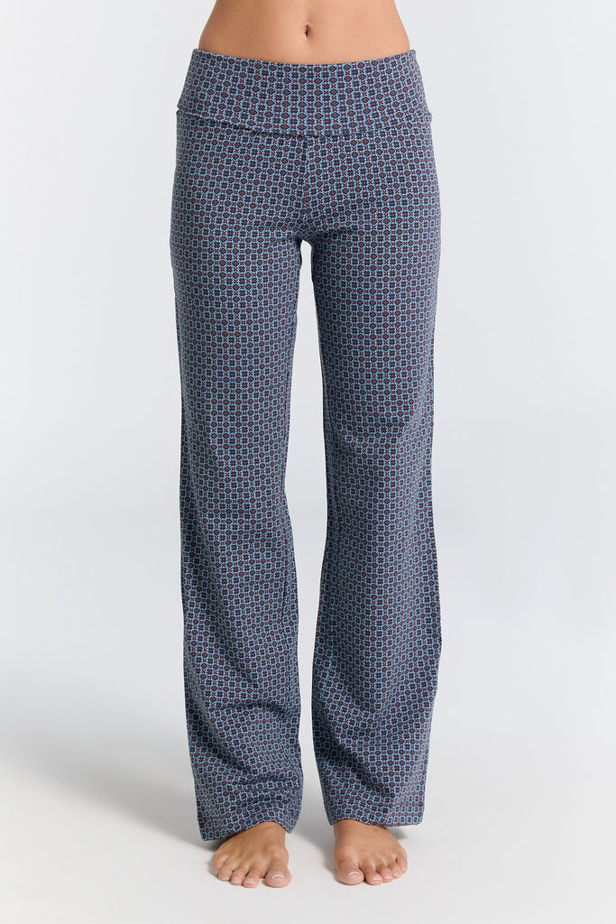 1726-133 | Damen Hose mit Umschlagbund - Floralgeo