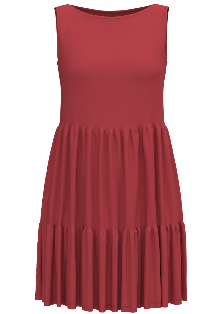 1733-135 | Volantkleid - Kardinalrot