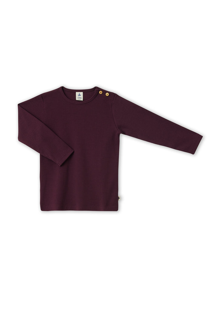 2068 AU | Kids Ribbed Jersey Long-Sleeve Shirt - Eggplant