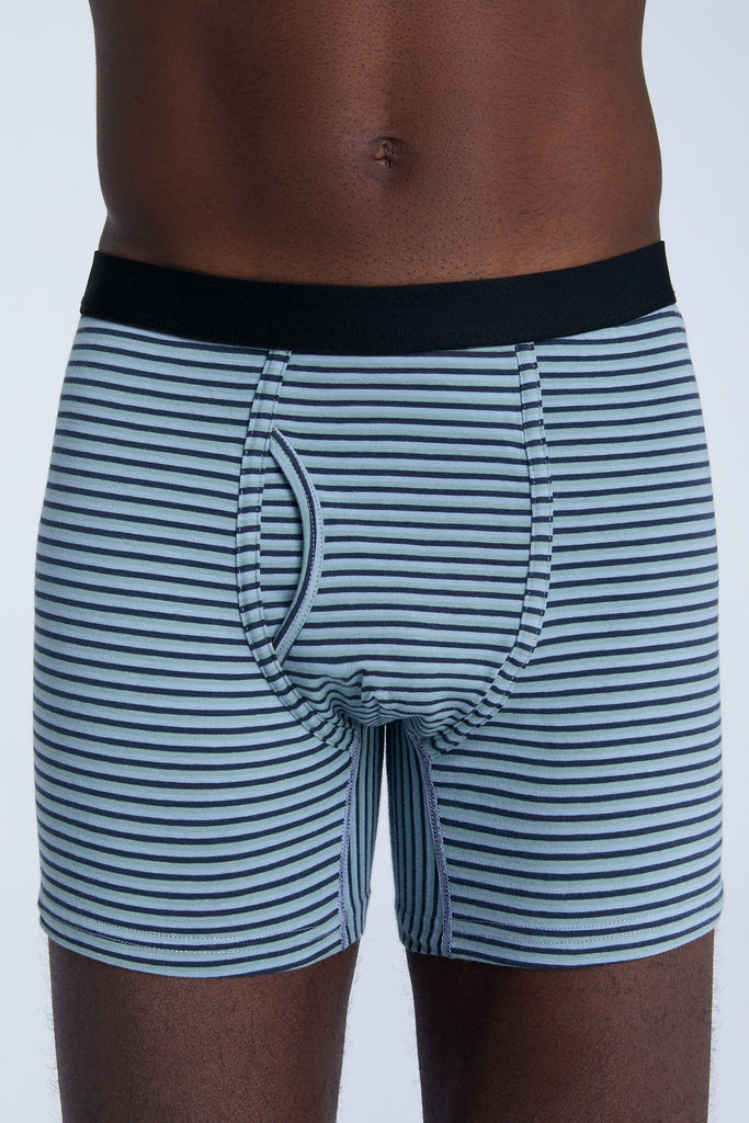 2131-083 | Men Boxershorts - Agave/Navy/Gray-Blue Striped
