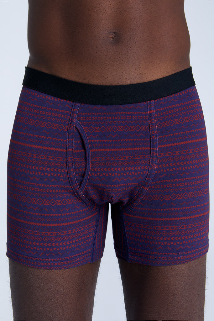 2131-084 | Men Boxershorts - Tibetan Red/Navy Geometric
