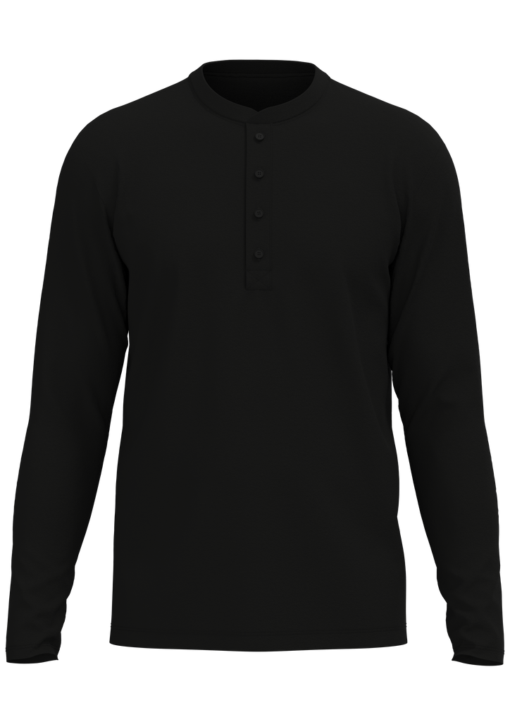 2216-021 | Herren Henley Langarmshirt - Schwarz