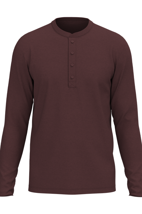 2216-062 | Men's Long-Sleeve Henley Shirt - Coffee Rust Red