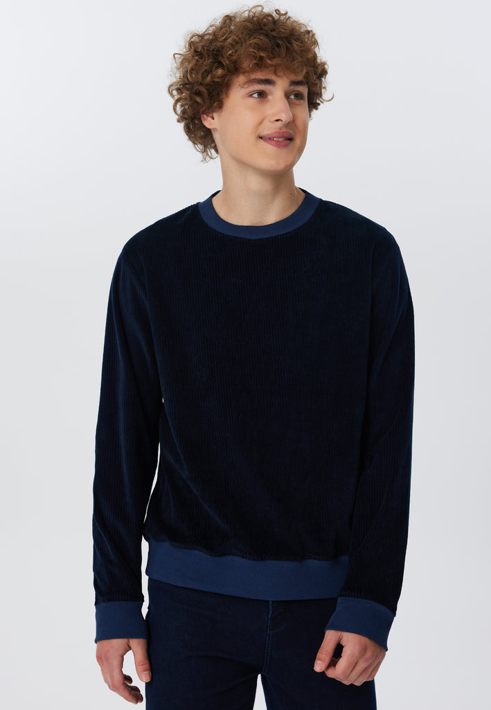 2232-045 | Herren Cord Sweatshirt - Nachtblau