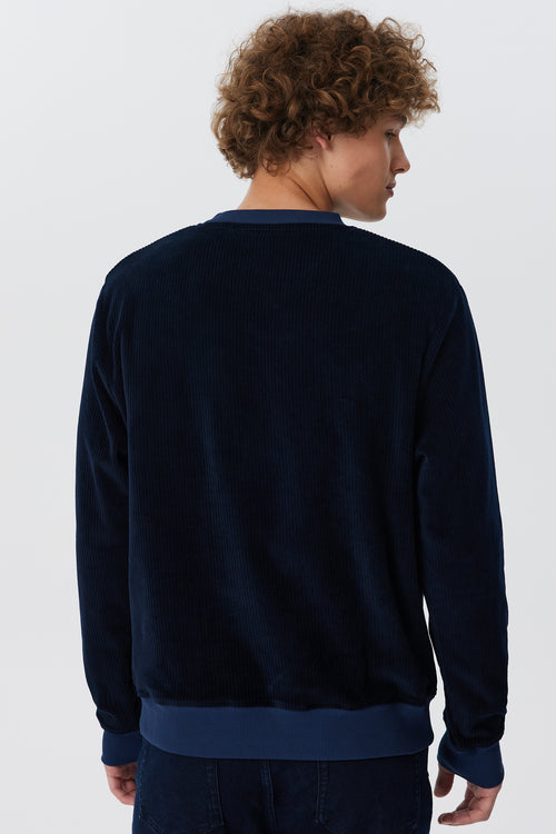 2232-045 | Men Corduroy Sweatshirt - Night Blue