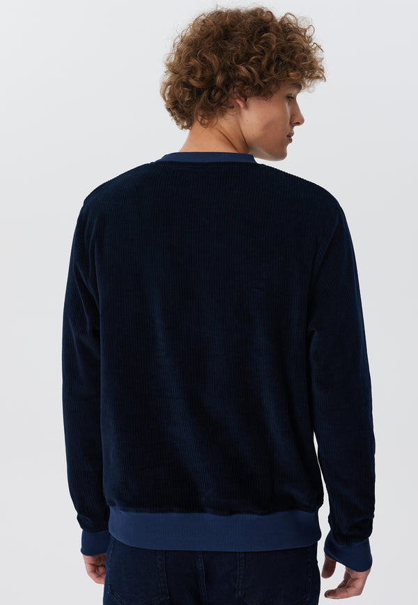 2232-045 | Men Corduroy Sweatshirt - Night Blue