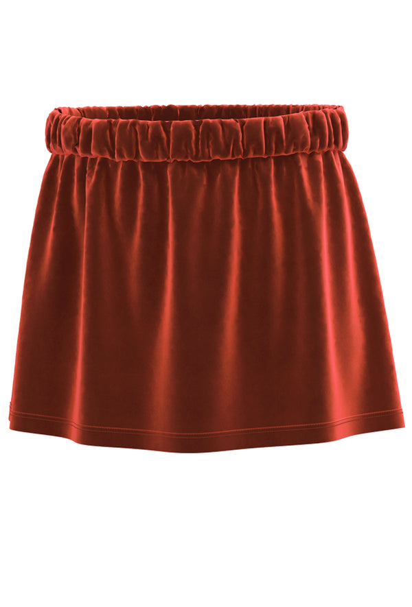 2304 ZR |   Kids Velour Skirt - Brick Red