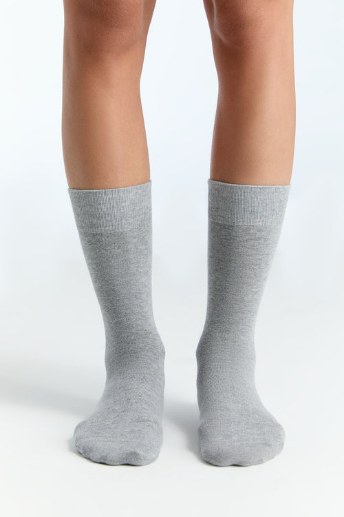 2304 | Unisex hochwertige Socken mit längerem Bündchen - Grau-Melange (6er Pack)