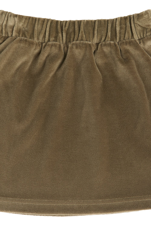 2304 OL |   Kids Velvet Skirt  - Olive