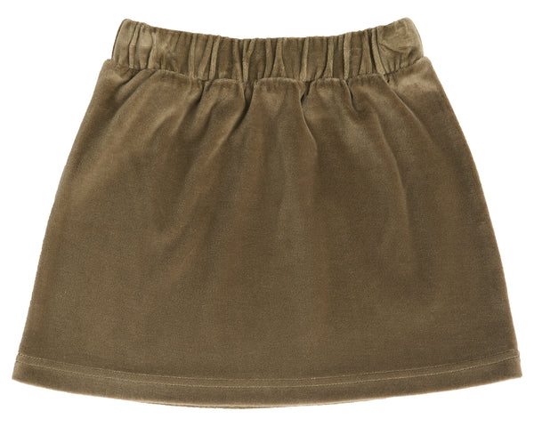 2304 OL |   Kids Velvet Skirt  - Olive