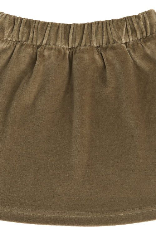 2304 OL |   Kids Velvet Skirt  - Olive