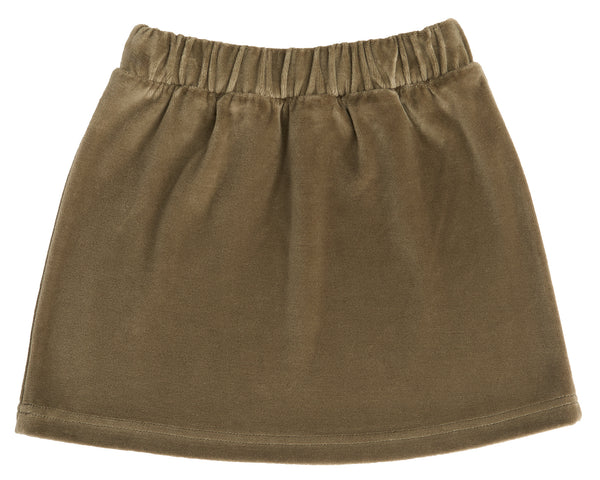 2304 OL |   Kids Velvet Skirt  - Olive