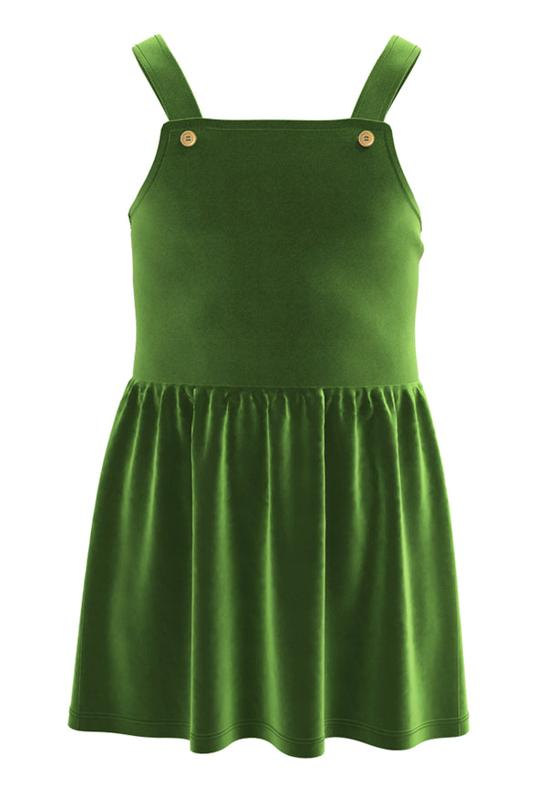 2625 WG | Kids Velour Dress - Forest Green