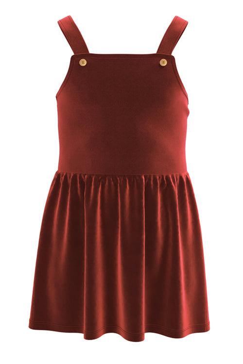 2625 ZR |  Kids Velour Dress - Brick-Red